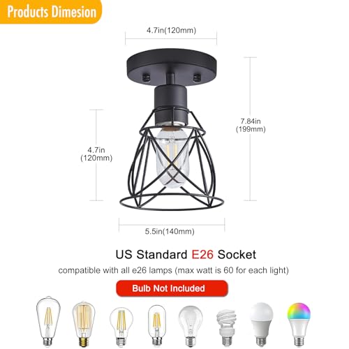 Light Farmhouse Semi Flush Mount Ceiling Light - image 3