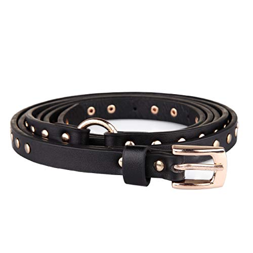 Ayliss Women Punk Leather Belt Skinny Studded Thin Waist Belt Casual Rivet Jean Pants Rock Metal Belts3