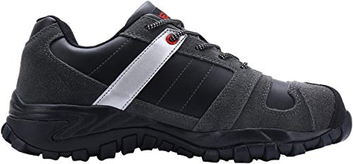 LARNMERN Steel Toe Shoes Men, Safety Work Reflective Strip Puncture Proof Footwear Industrial & Construction Shoe/10/Black Gray/mesh - Thumbnail 6