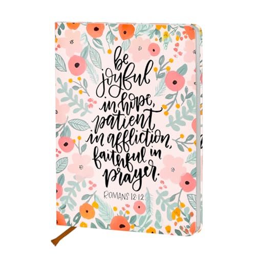 Cadeau chrétien pour femme : carnet de notes floral A5 en cuir rigide de 200 pages lignées