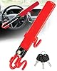 Tevlaphee Steering Wheel Lock Twin Bar, Steering Lock, Car Steering Wheel Locks, Car Lock Anti-Theft Device, High Visibility, Heavy Duty, Universal Fit, Adjustable Length,3 Keys(Red) #1