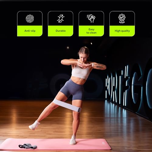 Fizyo Zestaw 3 Taśm Fitness z Poziomami Oporu do Ćwiczeń Bioder i Pośladków, Taśmy Materiałowe Idealne Treningu Jogi Pilatesu Całego Ciała, Elastyczne Antypoślizgowe (Czarny, Ciemny Szary, Szary)
