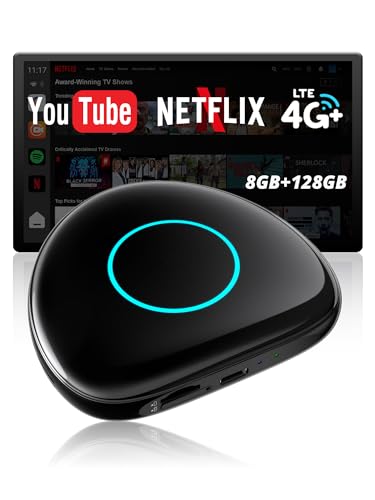 AI Box CarPlay Adaptador Android Auto Inalámbrico - Adaptador CarPlay Inalambrico con 4G, WLAN, BT Dual, USB, AI, GPS, MicroSD, OTA, Integrado 8 GB + 128 GB, CB6D, para Youtube/Netflix/Tarjeta TF
