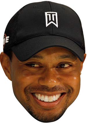 FoxyPrinting Tiger Woods Golf Celebrity Cardboard Party Face Mask Fancy Dresss Golfer Celebrity Cardboard Party Face Mask Fancy Dress