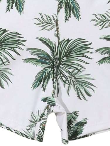 Image of Girl's 3 Piece Set Coconut Tree Print Criss Cross Waist Bikini Sets with Cover Up Hoodies Green 150