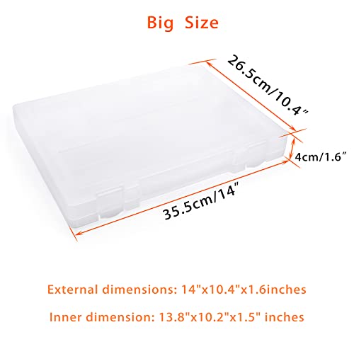 Btsky 4 Pack A4 Plus File Project Case, Clear Transparent Pp Plastic Storage Box For 8.5" X 11" Letter A4 Paper Desk Paper Magazine Container With Handle, (14X10.4X1.6Inch) #TOP4