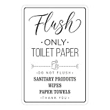 Flush Only Toilet Paper Sign, Self-Adhesive Waterproof Do Not Flush Wipes | Sticker for Guest Bathrooms, Office Restrooms, Rental Properties and Shared Washrooms