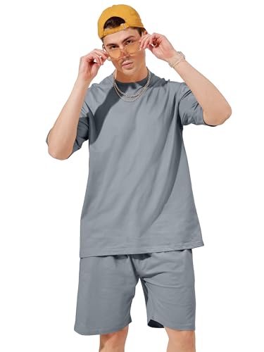 Image of Maniac || Mens || Solid Round Neck Half Sleeve Blue Tshirt and Blue Short Cotton Slim Fit Tracksuit