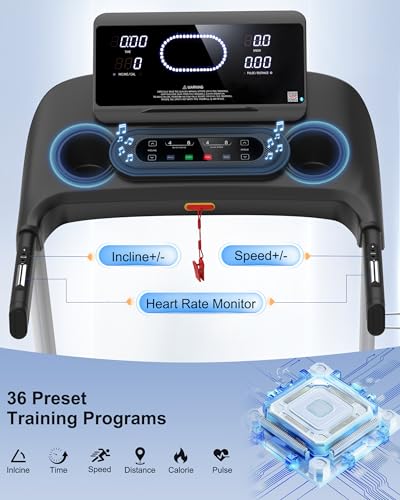 Image of Incline Treadmills for Home, Treadmill with 18% Auto Incline, Heavy Duty 400LBS Capacity, Running Machine with 18.90 inch Wide Belt, 0.5-12 MPH Speed, 3.5 HP, 36 Programs, APP, Bluetooth, Foldable