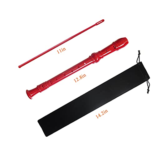 Farcaya 2-Piece Soprano Recorder Instrument for Beginners German Style C Key 8 Hole Descant with Clean Rods 2 Storage Cases (Red+White)