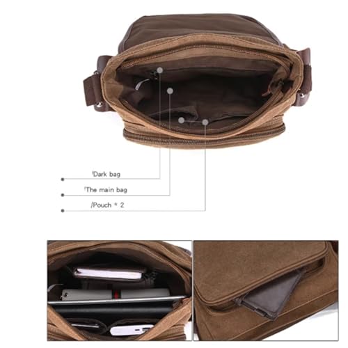 Large Multi-pocket Casual Satchel, Messenger Bag, Canvas, Men Shoulder Crossbody Bag, Waterproo, for Travel Work Busines3