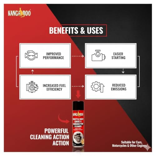 Image of Kangaroo Choke Carburettor Throttle Body Cleaner Spray | Fuel Oil Deposit Cleaner Spray 500 ML Each (Pack of 3)