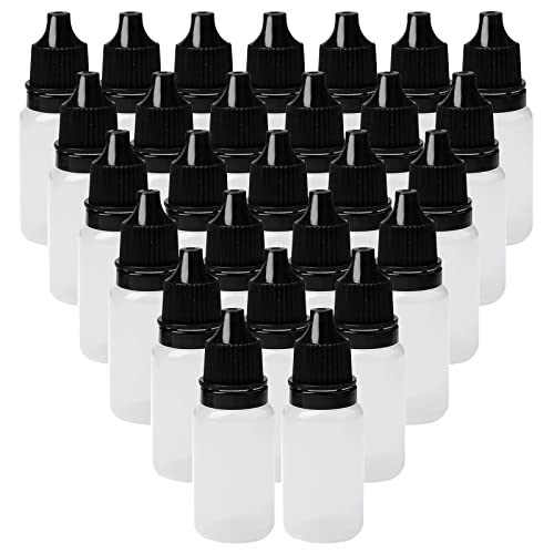 Jetisva 50 PCS Paint Dropper Bottles 20ml Plastic Eye Dropper Bottle Clear Squeezable Eliquid Bottles Empty Pinch Bottle with Cap for Eye Liquid Essential Oil Paint Sample Bottles (Black)