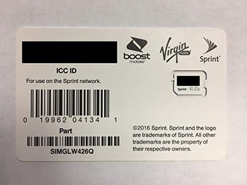 Sprint Boost Virgin Mobile Nano SIM Card ICCID SIMGLW426Q iPhone 8, 8+, iPhone X
