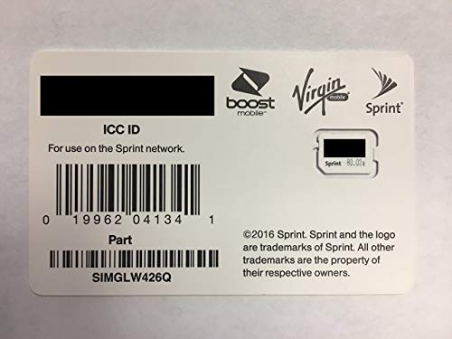 Sprint Boost Virgin Mobile Nano SIM Card ICCID SIMGLW426Q iPhone 8, 8+, iPhone X Sprint Boost Virgin Mobile Nano SIM Card ICCID SIMGLW426Q iPhone 8, 8+, iPhone X