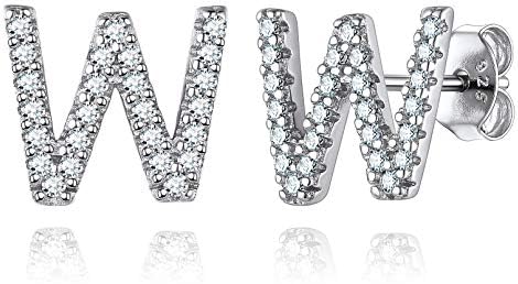 ChicSilver 925 Sterling Silver Cubic Zirconia Initial Stud Earrings for Women A-Z Letter Monogram Name Jewelry(with Gift Box)