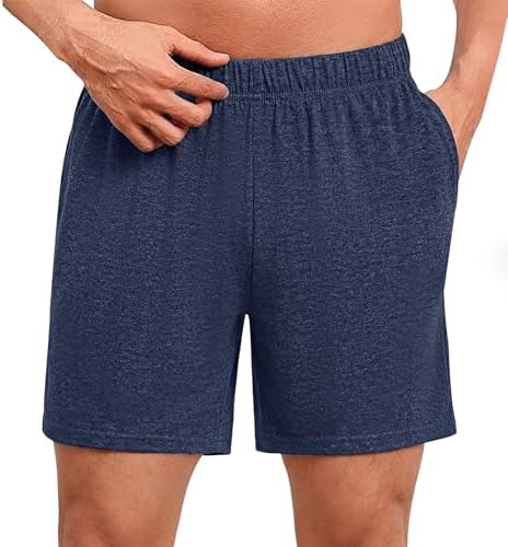 Uniexcosm Schlafanzughose Herren Kurz Sommer Pyjamahose Baumwolle Bermuda Schlafshorts Shorty Schlafhose mit Taschen