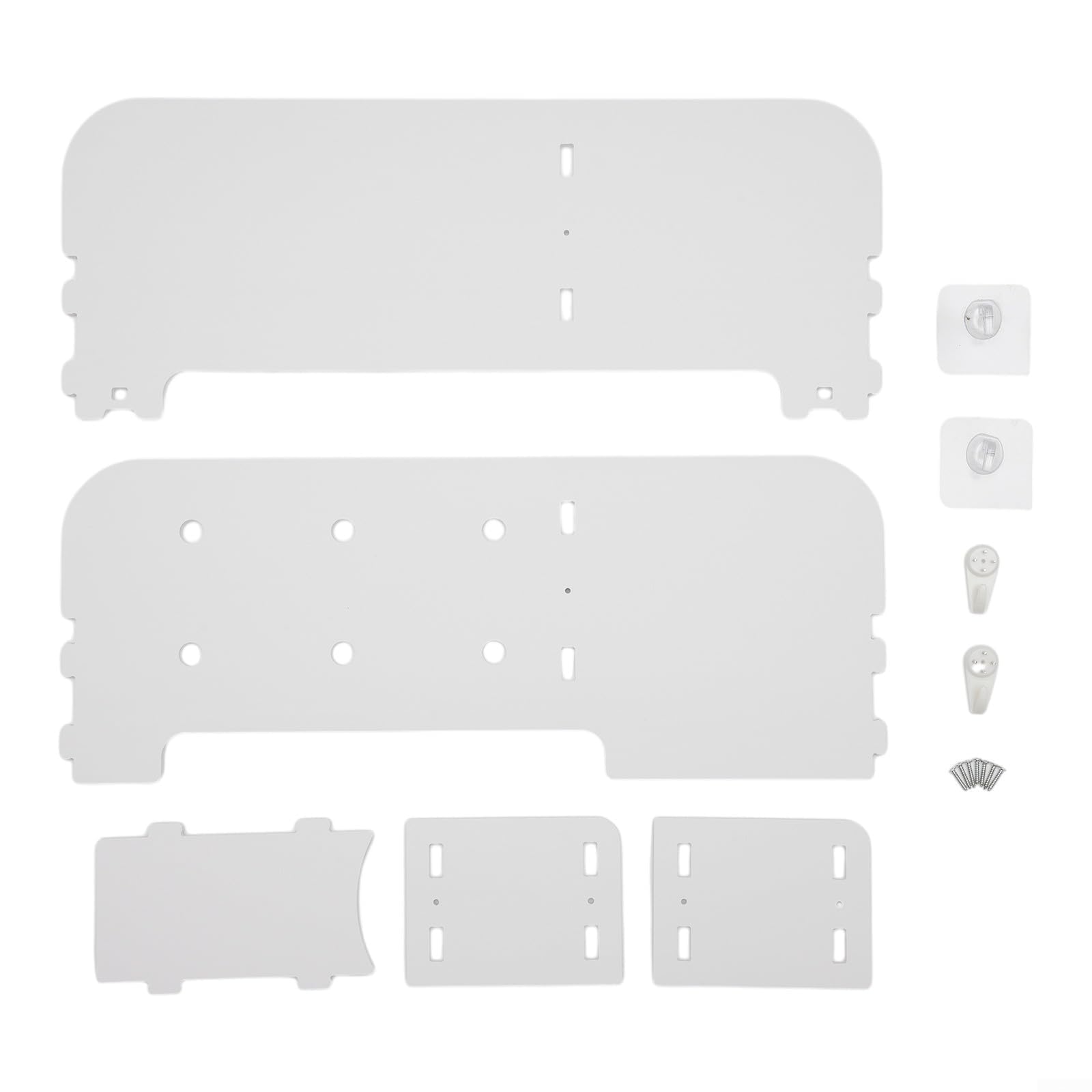 Supporto da parete per TV, per set top box, router e lettore DVD, senza fori, in legno bianco, in plastica composita, per gestione dei cavi, 50 cm