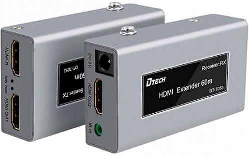 HDMI Extender Kit, 60m Range via CAT5e/CAT6, with Local Display Output and IR Passthrough, Model DT-7053