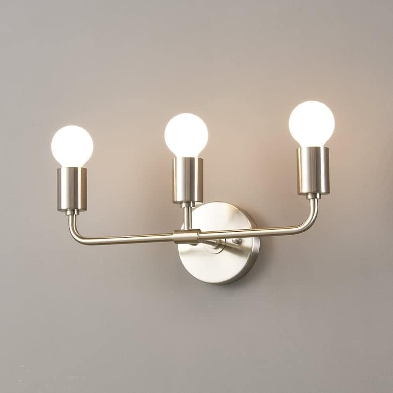 Image of Home Decor 3-Light Wall Sconce - Modern Minimalist Bathroom Vanity Hallway Lighting - Industrial Exposed Bulb Wall Lamp Fixture - Silver - 15.9 x 6.5 x 5.7 Inches