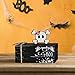 Smile Halloween Wooden Book Stack, Skull Faux Books Bundle, Spooky Boo Tiered Tray Decorations, for Home Table Mantle Shelf