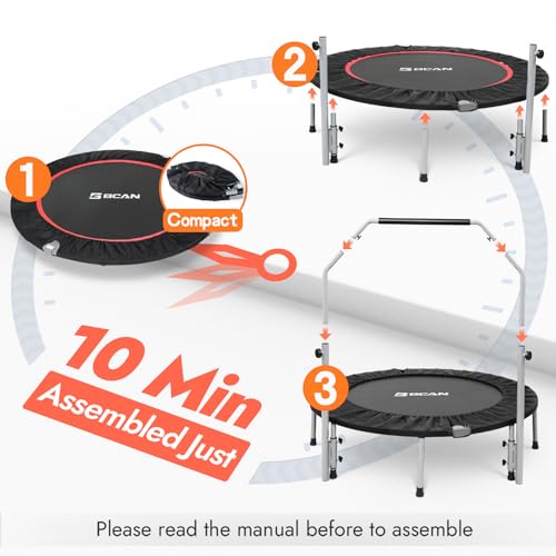 Bcan BC-FT001HBK-FBA 40/48 Inch Foldable Mini Trampoline Max Load 330Lbs/440Lbs thumb #3
