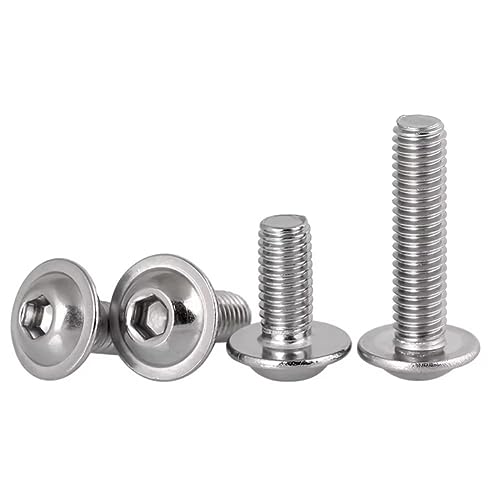 SYDARSYN Flanged Button Head Allen Bolt Stainless Steel (A2) Hex Socket Machine Screws M2x4mm (100 pcs), Silver - Image 3
