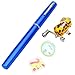 ESiiFuu Small Fishing Rod Pen Fishing Rod, 8.3 Inch Mini Fishing Rod, 5-Sections Telescopic Pocket Fishing Pole with Spinning Reel, Portable Fishing Rod Blue