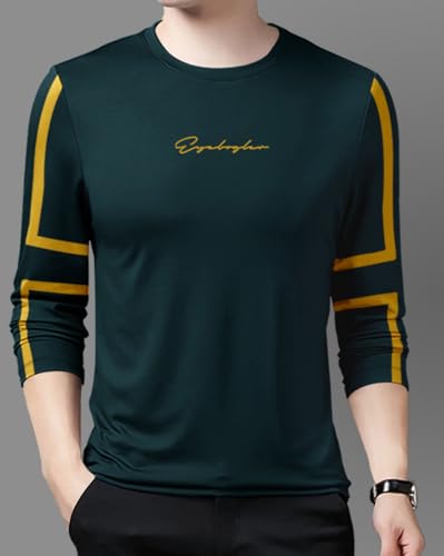 Image of Noble Monk Men Full Sleeve Round Neck T-Shirt | Printed Sleeves |Regular fit Tshirt for Men