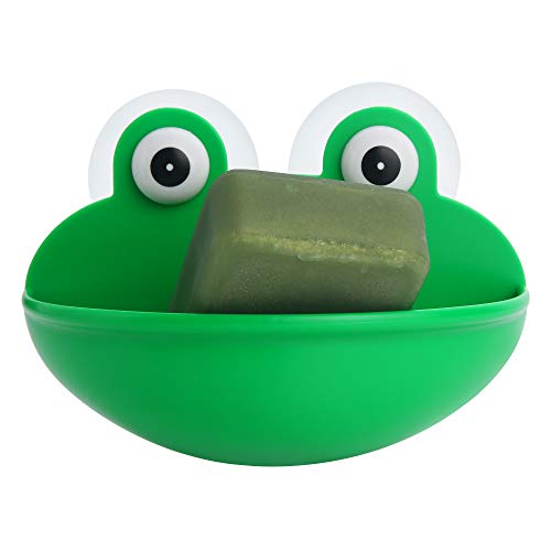Pensino Frog Styling Soap Holder, Cute Cartoon Soap Box with Powerful Sucker Silicone Portable Soap Dish Holder for Bathroom Kitchen Travel