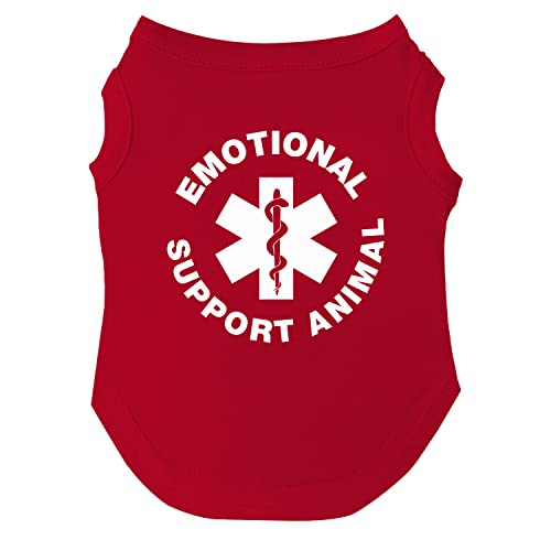 Emotional Support Animal Dog Tee Shirt Sizes for Puppies, Toys, and Large Breeds (209 Red, Small)