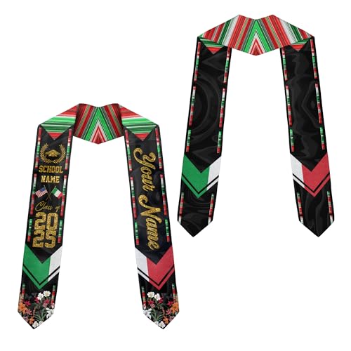 MonkeyVan Personalized Italy Flag Graduation Stole Sash 2025, Italians American Flag Graduation Sash For International Student Itl 14