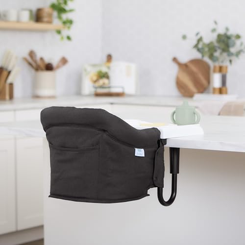 Image of Evolur Hook-On Baby High Chair, Portable Clamp-On Dining Seat with Dishwasher Safe Food Grade Tray, Clip-On Table Chair, Carry Bag, Back Pocket, ASTM Certified, 6-36 Months