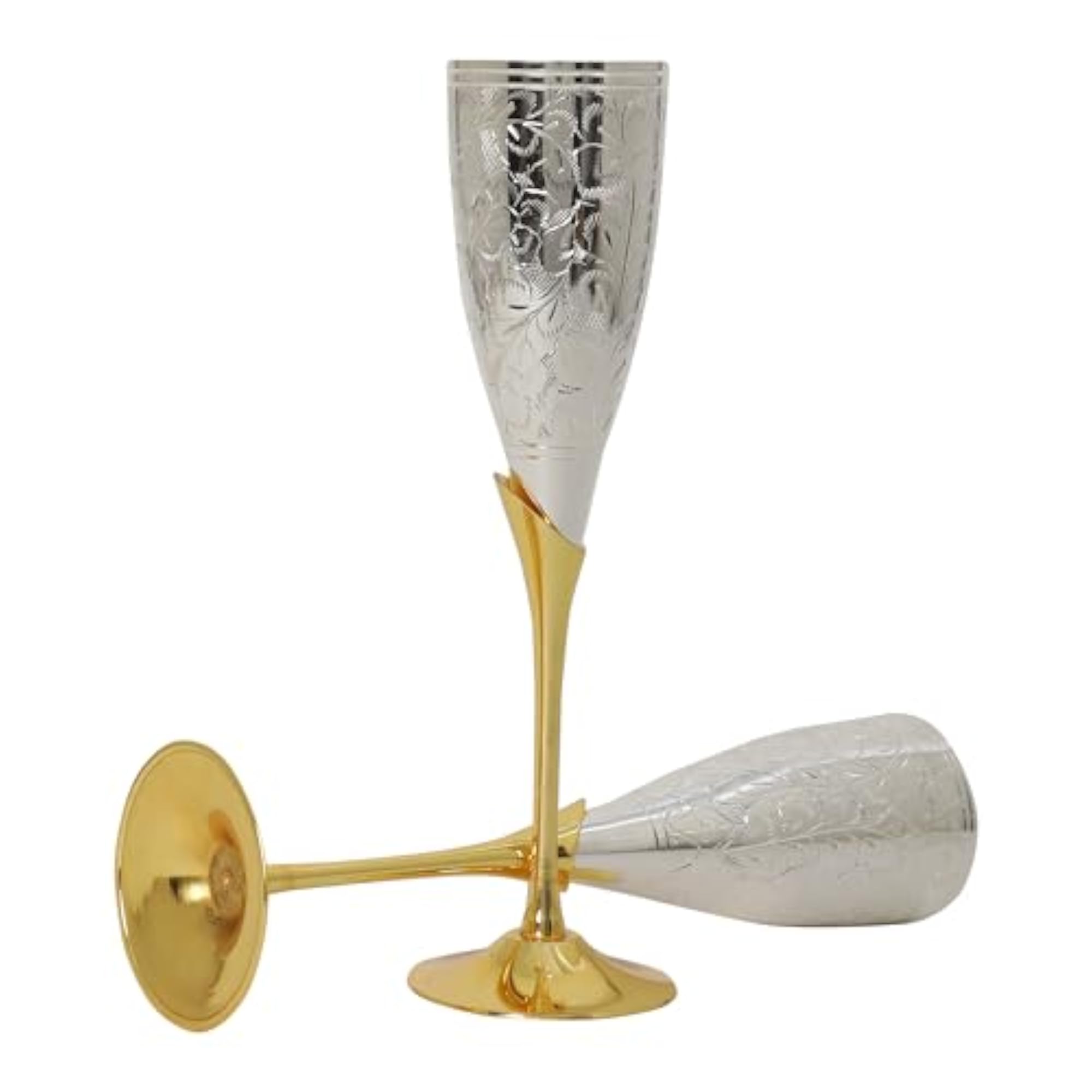 Silver-Plated Wine Goblet Flute with 'Congratulations' Tag