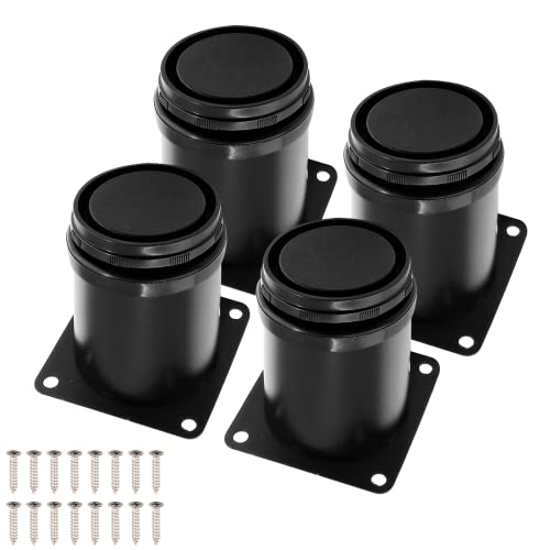 Cjueiom 4Pcs Adjustable Furniture Legs, 50mm Stainless Steel Black Feet for Bed, Sofa, Cabinet, Wardrobe, Coffee Table, Kitchen Cabinet Legs, Worktop Support
