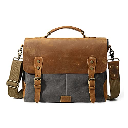 Fashion Thick Waxed Canvas Men's Shoulder Bags Men's Shoulder Bags Men's Retro Casual Shoulder Bags Boys Casual (Color : Blue, Size : Q)