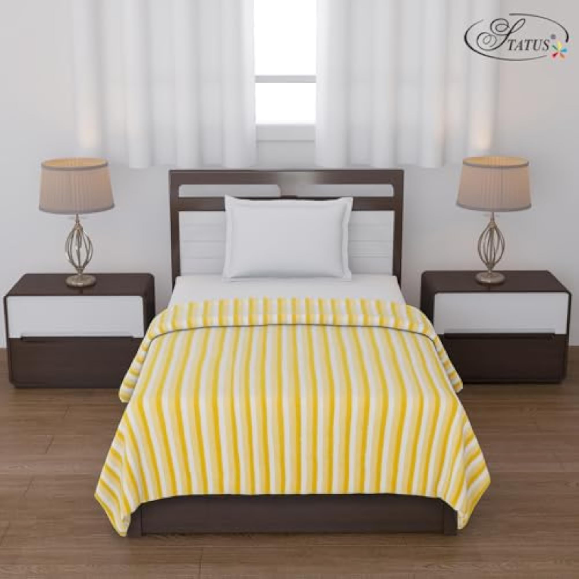 Multipurpose Single Bed Polar Fleece Blanket, Yellow