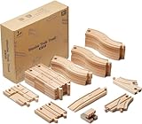 SainSmart Jr. Wooden Train Track 52 PCS, Track Expansion Compatible with All Major Brands Toddler Railway Toy Train Set Boys Train Set 3+