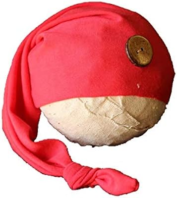 AMOS and SAWYER Knotted Sleeping Hat, Photography Prop (Newborn, Coral - Round Button)