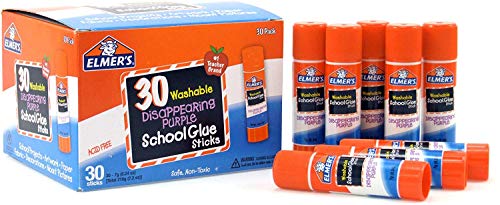 Disappearing Purple School Glue, Washable, 30 Pack, 0.24-Ounce Sticks (2 Pack)