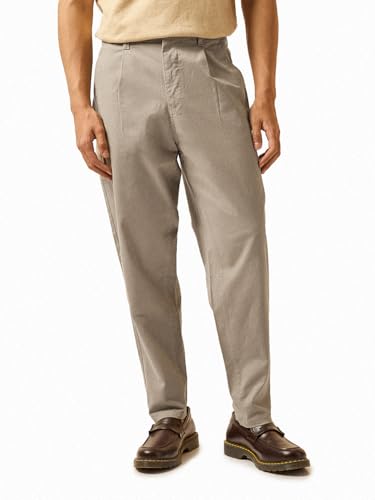 Image of THE BEAR HOUSE Men's Cotton Solid Cropped Carrrot Fit Chinos
