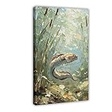 NFDVFHFRQ Póster de anguilas en el pantano, póster de lienzo para decoración de pared, pinturas para sala de estar, dormitorio, decoración de 60 x 90 cm