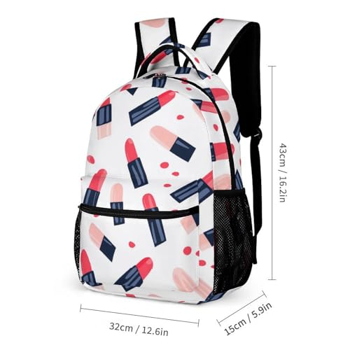 Lipstick Pattern Funny Backpack Sets Lightweight 3Pcs Daypack Set with Lunch Box And Pencil Case for Women Men2
