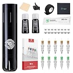 Dragonhawk X3 Pro Tattoo Wireless Gun Pen Machine Kit, Rca Jack Battery Power Supply, 10 Cartridges Needles, Tattoo Kit for Beginner