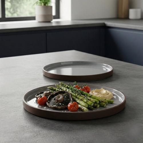 Image of BLACKCARROT Quarter Plates Set of 6, Brown Series | Glossy Finish | Premium Stoneware | Snacks Plates Set of 6 | Dessert Plates | Snack Plate (Brown Sand), Black Carrot Ceramic