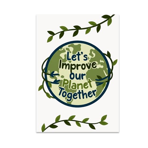 Environmental Activism Wall Art Poster Print - Let's Improve Our Planet Together - 13x19 - Whimsical Nature Theme