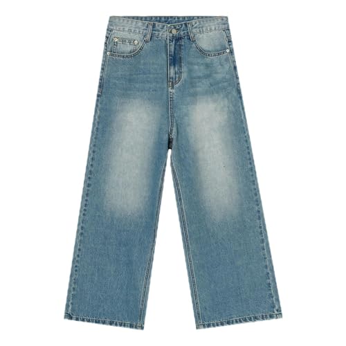 Jean bleu à jambes larges homme coupe droite style coréen