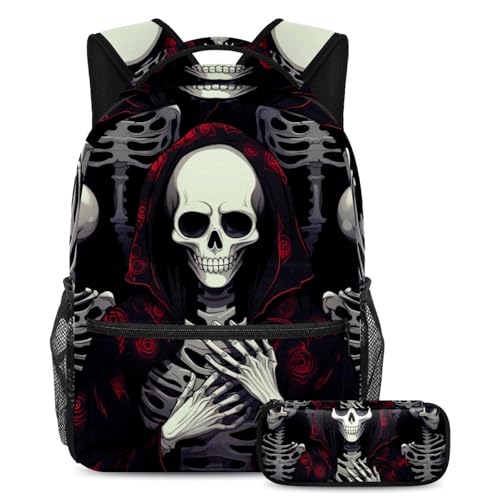 Ensemble cartables squelette grande capacité avec trousse scolaire pour ados sac à dos voyage