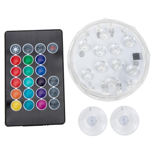 Milisten Submersible LED Diving Light with Remote Control Underwater Lamp for Above Ground Pools and Aquariums RGB Colors Bright Decorative Lighting with Suction Cup Mount