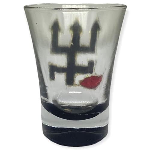 Copo de Dose de cachaça de Vidro de Exu Tridente Preto